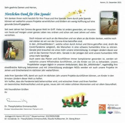 Liebelt-Spende an das Hammer Forum