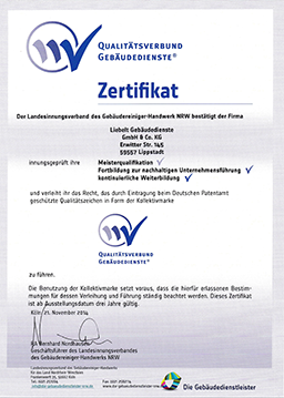 Zertifikat „Qualitätsverbund Gebäudedienste“